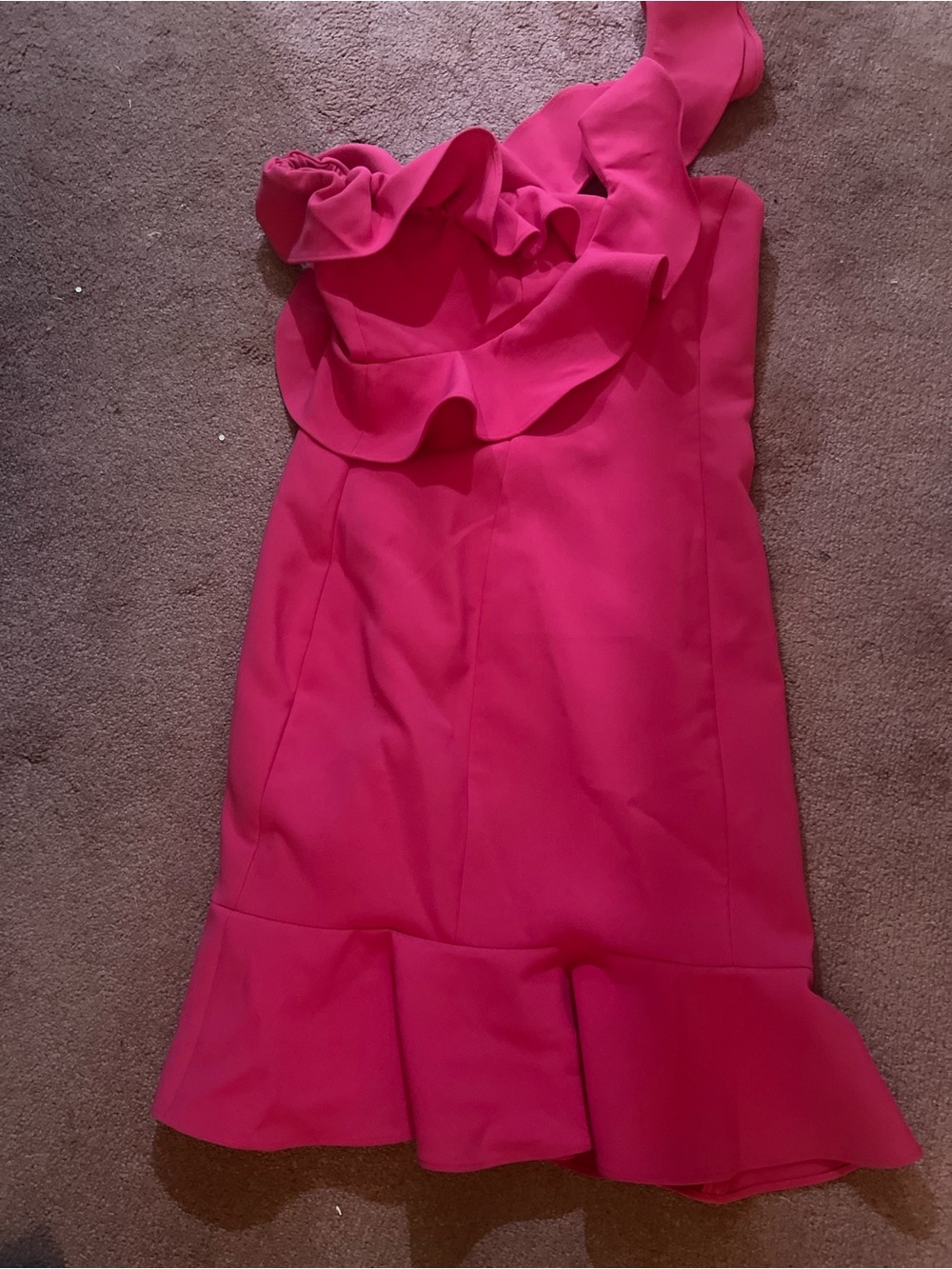 Likely Fuchsia One-Shoulder Ruffle Mini Dress